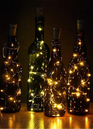 Flaschenlicht Korken mit Lichterkette 2M mit 20 Mini-LEDs, Warm Licht, mit Batterien enthalten