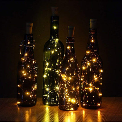 Flaschenlicht Korken mit Lichterkette 2M mit 20 Mini-LEDs, Warm Licht, mit Batterien enthalten