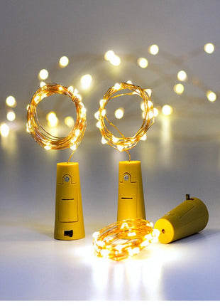 Flaschenlicht Korken mit Lichterkette 2M mit 20 Mini-LEDs, Warm Licht, mit Batterien enthalten