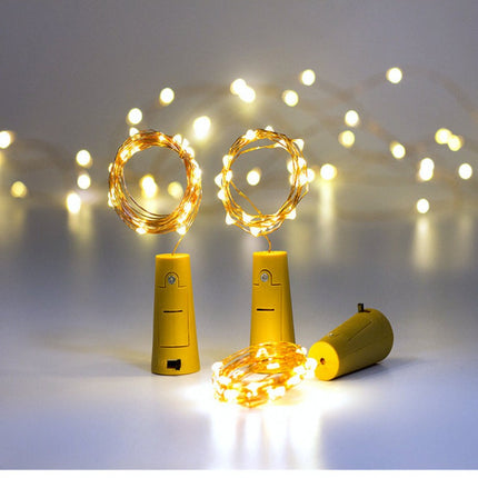 Flaschenlicht Korken mit Lichterkette 2M mit 20 Mini-LEDs, Warm Licht, mit Batterien enthalten