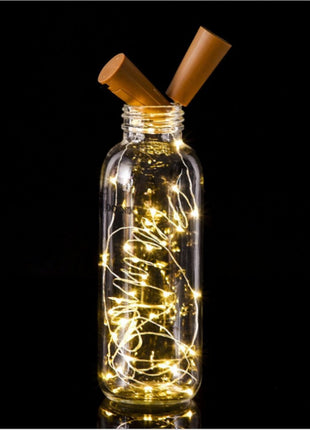 Flaschenlicht Korken mit Lichterkette 2M mit 20 Mini-LEDs, Warm Licht, mit Batterien enthalten