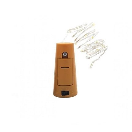 Flaschenlicht Korken mit Lichterkette 2M mit 20 Mini-LEDs, Warm Licht, mit Batterien enthalten
