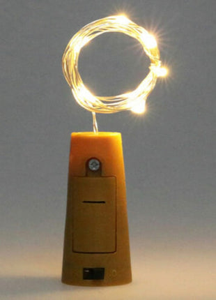 Flaschenlicht Korken mit Lichterkette 2M mit 20 Mini-LEDs, Warm Licht, mit Batterien enthalten
