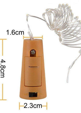 Flaschenlicht Korken mit Lichterkette 2M mit 20 Mini-LEDs, Warm Licht, mit Batterien enthalten