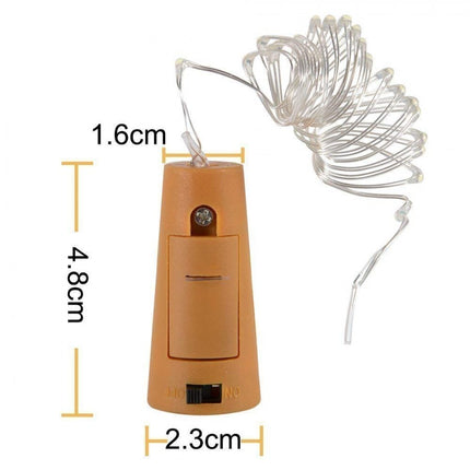 Flaschenlicht Korken mit Lichterkette 2M mit 20 Mini-LEDs, Warm Licht, mit Batterien enthalten