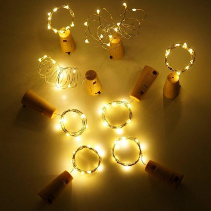 Flaschenlicht Korken mit Lichterkette 2M mit 20 Mini-LEDs, Warm Licht, mit Batterien enthalten