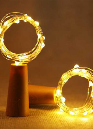 Flaschenlicht Korken mit Lichterkette 2M mit 20 Mini-LEDs, Warm Licht, mit Batterien enthalten
