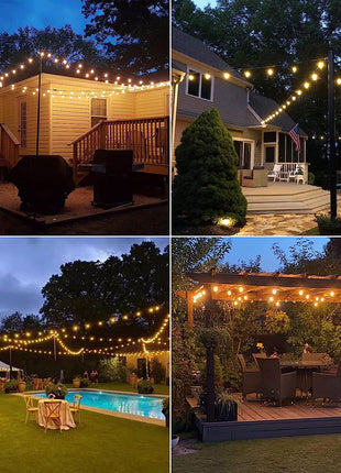 Lichterkette 15M mit 25 + 1 Ersatz LED-Leuchtmittel G40, E12, 1W, Schwarzes Kabel, Verbindbar 480W, für Außen