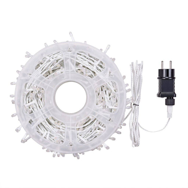 Lichterkette 50 m mit 500 LEDs, Warm Licht, Weißes Kabel, für den Außenbereich