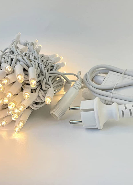 Weiße Lichterkette 10M mit 100 Premium-LEDs, Warm Licht, Verbindbar 960M, Für Außen