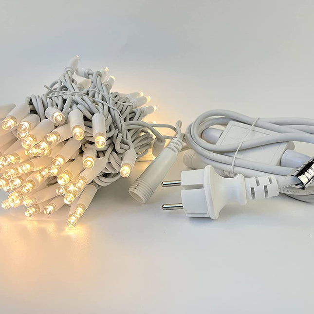 Weiße Lichterkette 10M mit 100 Premium-LEDs, Warm Licht, Verbindbar 960M, Für Außen