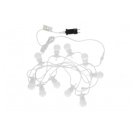 Lichterkette 5M mit 10 Matt LED-Lampen, Weißes Kabel, Natürliche Licht, Verbindbar 30M, für Außen