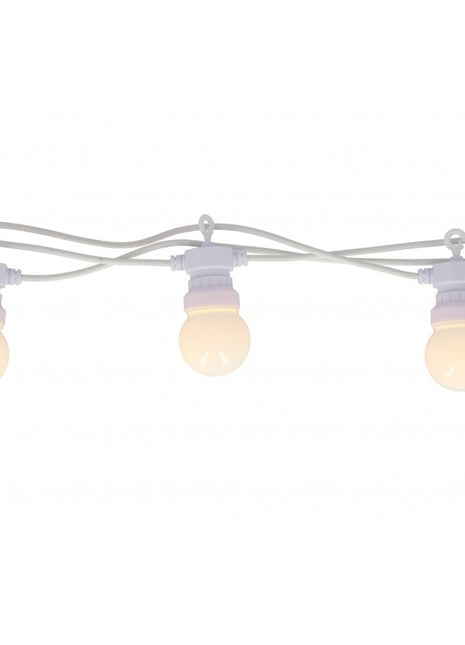 Lichterkette 5M mit 10 Matt LED-Lampen, Weißes Kabel, Natürliche Licht, Verbindbar 30M, für Außen