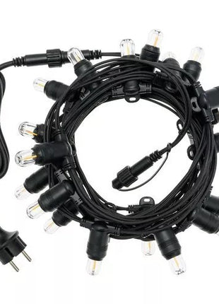 Lichterkette 6M mit 20 LED-Birnen E14, Schwarzes Kabel, Warm Licht, Verbindbar 96M, für Außen