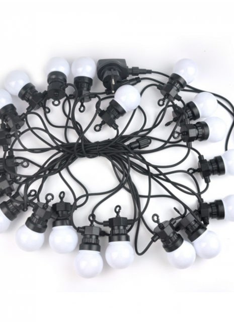 Lichterkette 15M mit 30 Matt LED-Lampen, mit Zeitschalter, Natürliches Licht, Verbindbar 30M, für Außen
