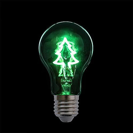 Leuchtmittel mit Tannenbaum LED Filament A60, E27, 2W, Glas, Grün Licht, für Außen