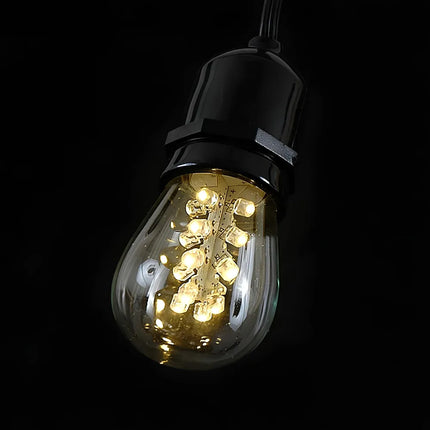 Außenlichterkette mit S14 LED-Leuchtmitteln aus Glas, dimmbar und sehr warmweißem Licht
