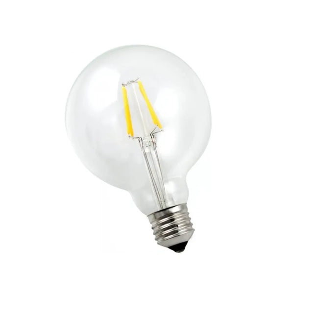 LED-Globelampe G95 mit E27-Fassung und transparentem Kunststoffkolben