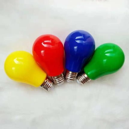 LED-Leuchtmittel in Gelb, Rot, Blau und Grün mit E27-Fassung