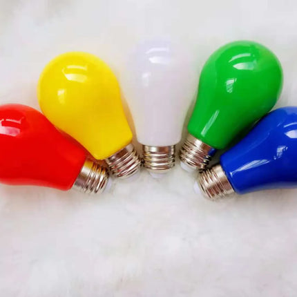 Farbige LED-Leuchtmittel A60 mit E27-Fassung in Gelb, Rot, Weiß, Blau und Grün