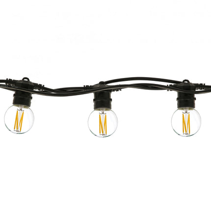 Kabel 5M mit 10 Fassungen E27, Schwarzes Kabel, Verbindbar max. 2000W,  für Außen