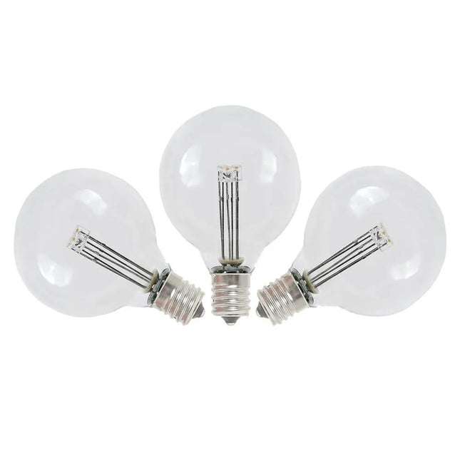 LED-Leuchtmittel G50 E12 aus klarem Kunststoff mit 3 LEDs