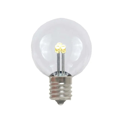 LED-Leuchtmittel G50 E12 aus klarem Kunststoff mit 3 LEDs