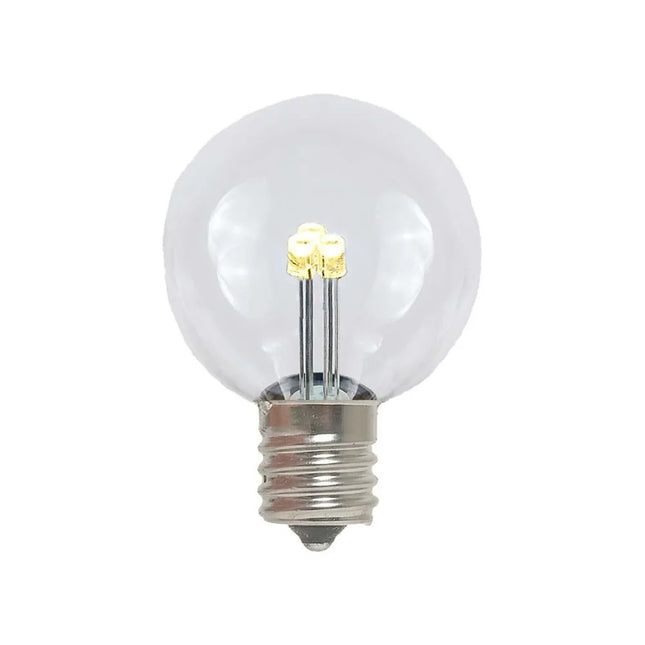 LED-Leuchtmittel G50 E12 aus klarem Kunststoff mit 3 LEDs