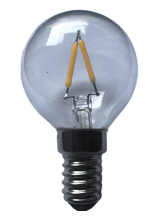 LED-Leuchtmittel G40, E14S, 2W, Glas, Dimmbar, Warm Licht, für Außen