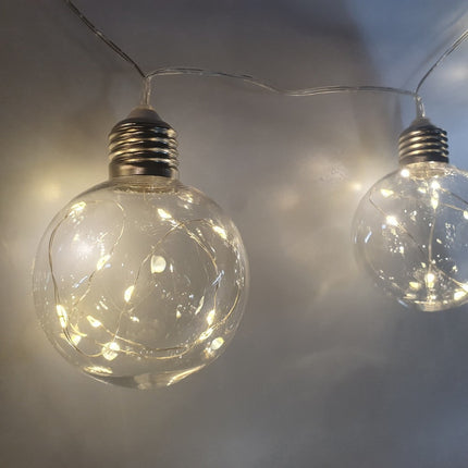 Lichterkette 5M mit 20 Kugeln mit Mini-LEDs, Durchsichtig Kabel, Warm Licht, Verbindbar 25M für Außen
