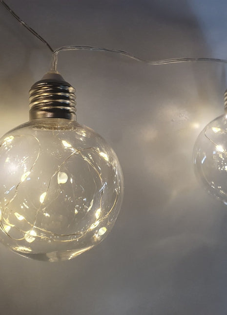 Lichterkette 5M mit 20 Kugeln mit Mini-LEDs, Durchsichtig Kabel, Warm Licht, Verbindbar 25M für Außen