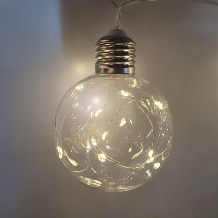Lichterkette 5M mit 20 Kugeln mit Mini-LEDs, Durchsichtig Kabel, Warm Licht, Verbindbar 25M für Außen