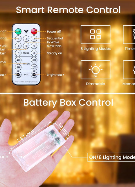 Kupferdraht Lichterkette 3M mit 30 Mini-LEDs, Warm Licht, 8 Modi und Fernbedienung, Batteriebetrieb