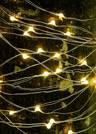 Solar Lichterkette 20M mit 200 Mini-LEDs Silberdraht, 8 Programmen, Warm Licht, für Außen