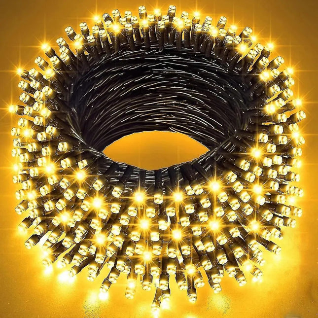 Lichterkette 200M mit 1000 LEDs, Schwarzes Kabel, Warm Licht, für Außen