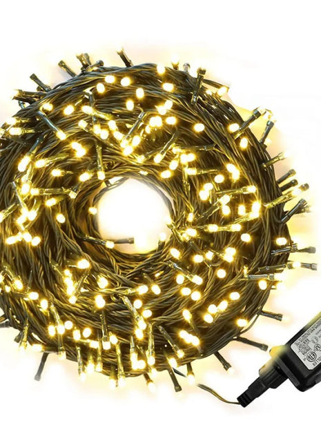 Lichterkette 100M mit 800 LEDs, Schwarzes Kabel, Warm Licht, für Außen