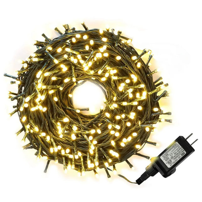 Lichterkette 100M mit 800 LEDs, Schwarzes Kabel, Warm Licht, für Außen