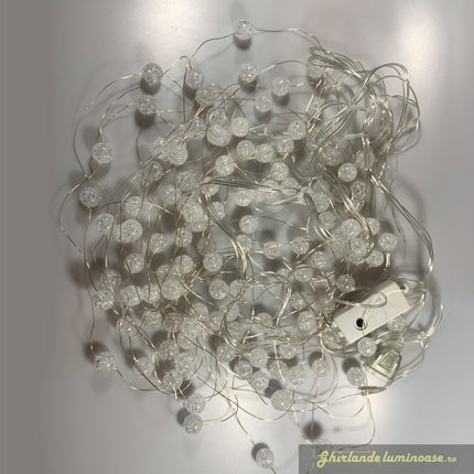 Silberdraht Lichtervorhang 2,2M × 1,9M, 120 Kugeln-LEDs, Kalt Licht, Verbindbar 4M, für Innen