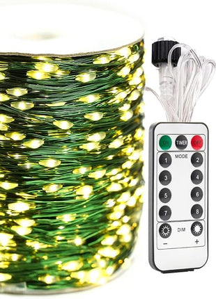 Lichterkette 200M mit 2000 LEDs, Warm Licht mit Transformator und Fernbedienung, für Außen