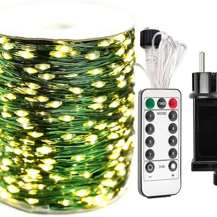 Lichterkette 200M mit 2000 LEDs, Warm Licht mit Transformator und Fernbedienung, für Außen