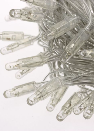 Lichtervorhang 2M x 1M mit 96 Premium-LEDs, Durchsichtig Kabel, Warm Licht, Verbindbar bis 22M, für Außen