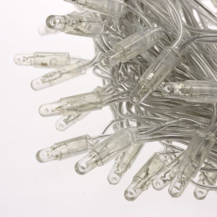 Lichtervorhang 2M x 1M mit 96 Premium-LEDs, Durchsichtig Kabel, Warm Licht, Verbindbar bis 22M, für Außen
