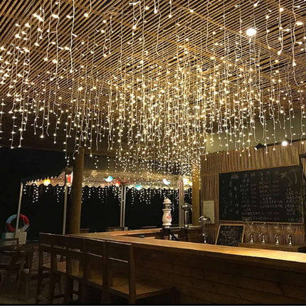 Lichtervorhang 3M × 1M mit 300 LEDs, Weißes Kabel, Warm Licht, Verbindbar 15M, für Außen