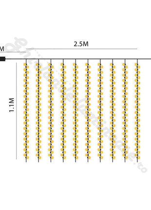 Lichtervorhang 2,5M mit Halbemond und Mini-LEDs, 8 Programmen, Warm Licht, Verbindbar 10M, für Außen