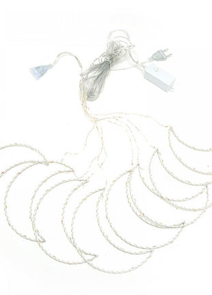 Lichtervorhang 2,5M mit Halbemond und Mini-LEDs, 8 Programmen, Warm Licht, Verbindbar 10M, für Außen