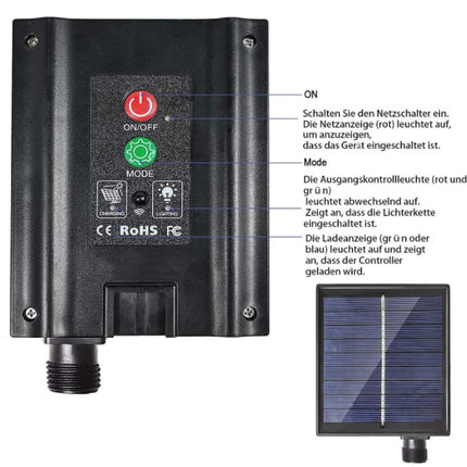 Solar Lichterkette 30M mit 300 LEDs, 8 Programme, Warm Licht, mit Fernbedienung, für Außen