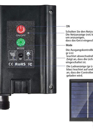 Solar Lichterkette 80M mit 800 LEDs, 8 Programme, Warm Licht, mit Fernbedienung, für Außen