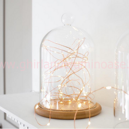 Kupfer Drahtlichterkette 20M mit 200 Mini-LEDs mit Transformator, Warm Licht, für Außen