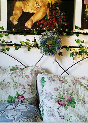 2M künstliche Efeugirlande mit 76 Blättern und 20 Mini-LEDs, Batteriebetrieben, für Außen