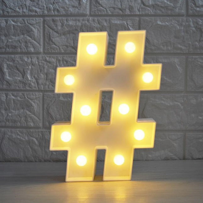 LED Leuchten Doppelkreuz Symbol ''#'', Kunststoff, Warm Licht, mit Batteriebetrieb